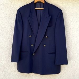 Vintage Oscar de la Renta Blue Double Breasted Blazer 44